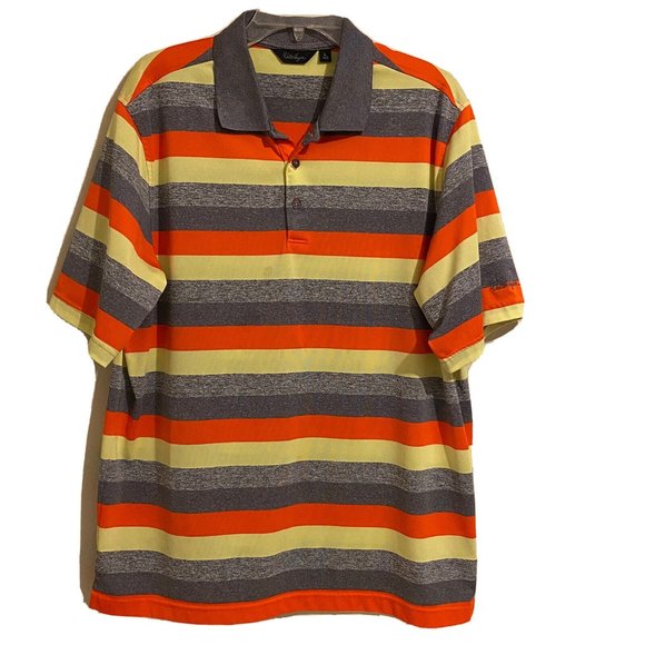 Hogan Shirts Walter Hagen Mens Multicolor Stripe Golf Polo Logo